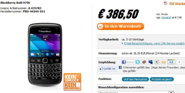 Bold 9790 ab sofort bei Notebooksbilliger.de lieferbar