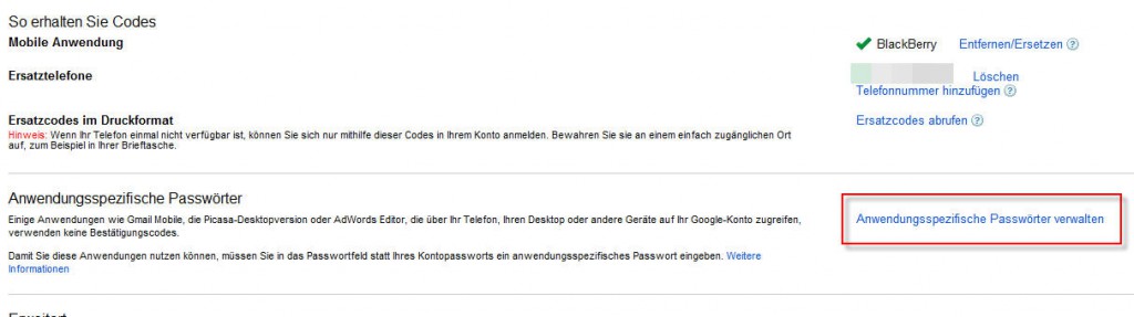 Anwendungsspezifische Passwoerter erstellen