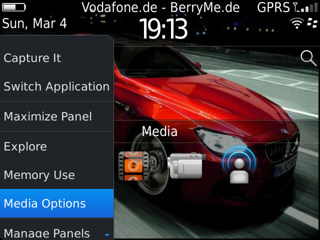 BlackBerry DLNA Media Options