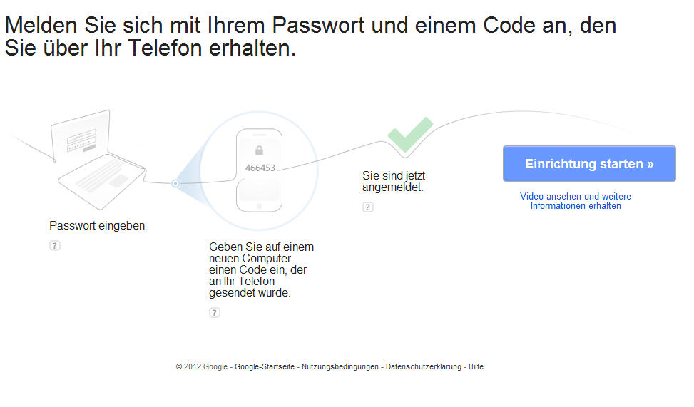 Google Sicherheitscenter Einrichtung starten