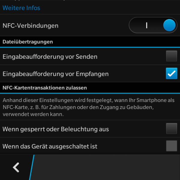NFC Einstellungen