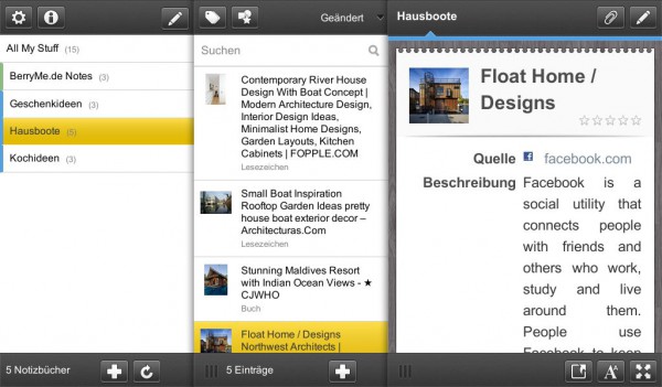 OrganizeMe! – Springpad App für das BlackBerry PlayBook