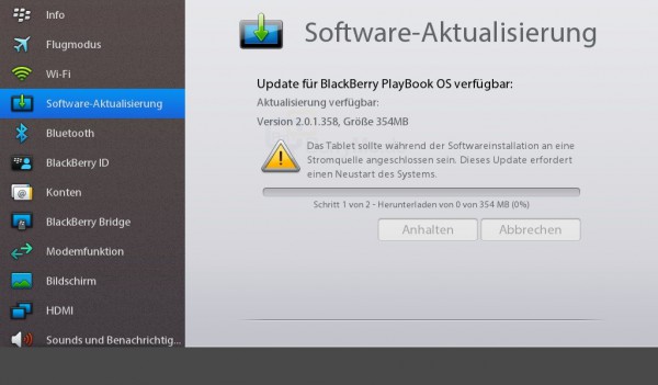 BlackBerry PlayBook Tablet OS v2.0.1.358 ab sofort zum Download verfügbar