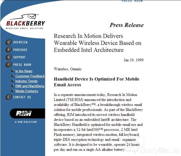 Happy Birthday BlackBerry – vor 14 Jahren stellt RIM das erste echte BlackBerry smartphone vor