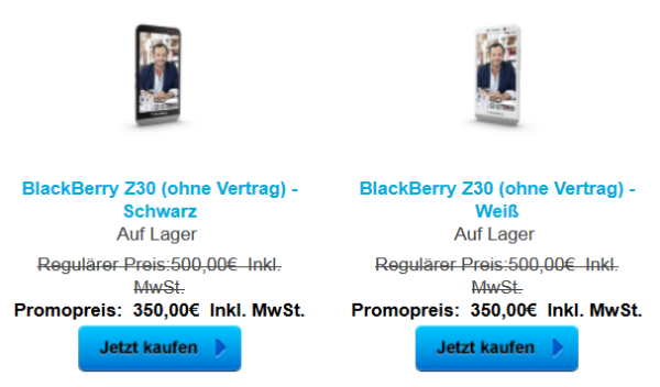 30% Rabatt auf das Sortiment von shopblackberry.com