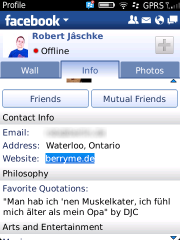 Facebook 2.0 Profil Infos